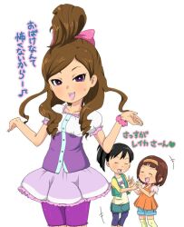  black_hair bow brown_hair character_request disney drill_hair hair_ribbon hairband lolicon mokiko_(stitch!) ponytail purple_hair reika_(stitch!) ribbon side_ponytail skirt stitch! toriko_(stitch!) 