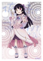  black_hair collar commentary_request female gokou_ruri hairband heterochromia highres hikaru long_hair mole mole_under_eye open_mouth ore_no_imouto_ga_konna_ni_kawaii_wake_ga_nai photoshop_(medium) solo standing 