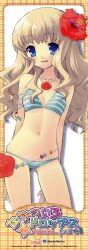  absurdres bikini blonde_hair blue_eyes flower hair_flower hair_ornament hibiscus highres itou_noiji koiwai_flora long_hair nanatsuiro_drops solo swimsuit wavy_hair 