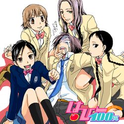  1boy 4girls bad_id bad_pixiv_id bianchi black_hair brown_hair gokudera_hayato i-pin ichigo_100_percent katekyo_hitman_reborn! looking_at_viewer midori_middle_school_uniform miura_haru multiple_girls namimori_middle_school_uniform nine_(artist) oekaki parody profile sasagawa_kyouko school_uniform short_hair 