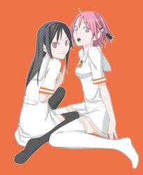  2girls bad_id bad_pixiv_id kamisama_kazoku kamiyama_tenko komori_kumiko multiple_girls thighhighs yasuda_suzuhito zettai_ryouiki 