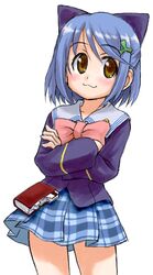  :3 bow commentary_request female gakuen_utopia_manabi_straight! inamori_mika peter_(gvb) pink_bow plaid plaid_skirt school_uniform seiou_gakuen_school_uniform skirt solo 