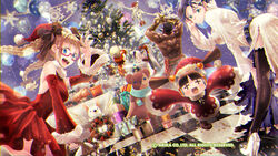  area_(street_fighter) arika balloon black_hair blair_dame bot_(technictix) breasts bull_(technictix) christmas closed_mouth dark_skin darun_mister fighting_ex_layer food highres hokuto_(street_fighter) jewelry knitty_(technictix) long_hair looking_at_viewer medium_hair multiple_boys multiple_girls official_art official_wallpaper open_mouth ponytail rain_(technictix) shirase_(street_fighter) skullomania smile street_fighter street_fighter_ex_(series) technictix turkey_(food) willie_(technictix) 