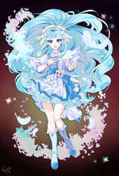  :d blue_dress blue_eyes blue_hair boots collarbone cure_ange dress female floating_hair full_body highres hugtto!_precure knee_boots layered_dress long_hair looking_at_viewer multicolored_clothes multicolored_dress open_mouth precure shipu_(gassyumaron) short_dress smile solo standing very_long_hair white_dress white_footwear wrist_cuffs yakushiji_saaya 