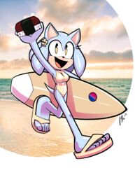  2023 5_toes absurd_res beach bisexual_pride_colors clothing eulipotyphlan fan_character feet female food footwear hedgehog hi_res honeydew_(lettuce) humanoid_feet lettuce_(artist) lgbt_pride mammal meat narrow_hips one-piece_swimsuit plantigrade pride_color_sticker pride_colors sandals seaside sega sonic_the_hedgehog_(series) sticker surfboard sushi swimwear thin_calves thin_legs thin_thighs toes 