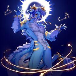  1:1 absurd_res anthro asian_mythology dragon east_asian_mythology eastern_dragon elijah_celestial fur furred_dragon furred_scalie glowing glowing_markings hi_res male markings mythological_creature mythological_scalie mythology nude scalie sharnyer solo tail 