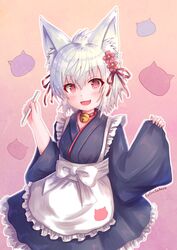  animal_ears cocoasabure final_fantasy final_fantasy_xiv japanese_clothes kitsune lalafell maid wa_maid 