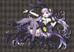  animal_ears argyle_background arm_garter armpits bare_shoulders black_footwear bow choker commentary_request corset criss-cross_halter dress fake_animal_ears female floating frilled_thighhighs frills grey_background hair_ribbon halterneck high_heels highres holding kogara_(frenzied_kotori) light_purple_hair long_hair mask open_mouth outstretched_arm photoshop_(medium) pumps purple_bow purple_eyes purple_ribbon rabbit_mask ribbon shoes short_hair_with_long_locks sleeveless sleeveless_dress solo speaker spikes thighhighs tress_ribbon underbust very_long_hair vocaloid voiceroid wrist_cuffs yuzuki_yukari yuzuki_yukari_(lin) yuzuki_yukari_(vocaloid4) 