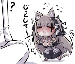  :d animal_ear_fluff animal_ears azur_lane black_bow black_dress black_footwear blush bow breasts bridal_gauntlets cat_ears cat_girl cat_tail chibi cleavage collarbone commander_(azur_lane) commentary_request dress female flying_sweatdrops formidable_(azur_lane) frilled_dress frills grey_hair hairbow heart heavy_breathing jacket kemonomimi_mode large_breasts long_hair nose_blush oerba_yun_fang open_mouth pants red_eyes shadow sitting smile solo_focus standing tail translated u-non_(annon&#039;an) very_long_hair white_background white_jacket white_pants 