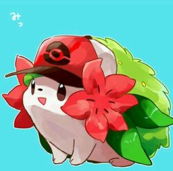  baseball_cap blue_background clothed clothed_feral clothing daww elemental_creature feral flora_fauna flower flower_(anatomy) generation_4_pokemon hat hat_only head_flower headgear headgear_only headwear headwear_only land_forme_shaymin legendary_pokemon mostly_nude nintendo open_mouth open_smile plant pokeball pokeball_print pokemon pokemon_(species) print_baseball_cap print_clothing print_hat print_headgear print_headwear shaymin simple_background smile solo unknown_artist 