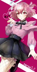  blush brown_hair darling_dance_(vocaloid) female halo highres indie_utaite jirai_kei looking_at_viewer mebuki_(moon_angel_4) nqrse open_mouth red_eyes short_hair simple_background skirt solo thighhighs utaite 