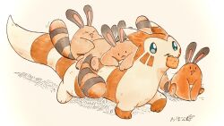  0bon 16:9 2023 blush brown_body brown_fur carrying_another closed_eyes dot_eyes feral feral_on_feral feral_on_top food fruit fur furret generation_2_pokemon group hatching_(art) hi_res kemono looking_down looking_down_at_partner looking_up lying marker_(artwork) mixed_media mouth_hold nintendo object_in_mouth on_front on_top_of open_mouth pen_(artwork) pivoted_ears plant pokemon pokemon_(species) pokemon_berry raised_foot sentret shaded signature simple_background simple_eyes simple_shading sitrus_berry sitting sitting_on_ground smile tail traditional_media_(artwork) widescreen 