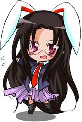  animal_ears buuwa chibi commentary_request cosplay female glasses long_hair lucky_star parody rabbit_ears reisen_udongein_inaba reisen_udongein_inaba_(cosplay) solo tamura_hiyori touhou 