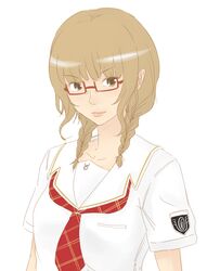  braid female glasses hachimitsuboi kibina_high_school_uniform kimi_kiss mizusawa_mao school_uniform solo twin_braids 