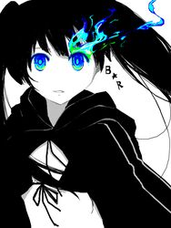  bad_id bad_pixiv_id black_hair black_rock_shooter black_rock_shooter_(character) blue_eyes female long_hair midriff rike_(pixiv) solo twintails 