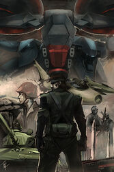  5boys aircraft airplane army assault_rifle bad_deviantart_id bad_id bad_link balaclava bandana big_boss brown_hair colin_tan f-84f fighter_jet fingerless_gloves gloves gun headband helmet jet m60_main_battle_tank mecha metal_gear_(robot) metal_gear_(series) metal_gear_ray metal_gear_rex military military_uniform military_vehicle missile motor_vehicle mullet multiple_boys non-humanoid_robot peace_walker_(mecha) rifle robot science_fiction shaded_face sideburns signature soldier tank uniform walker_(robot) war weapon 