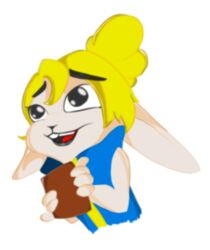  2016 anthro blonde_hair clothing crowley digital_media_(artwork) female fur hair happy lagomorph leporid liten_(character) mammal rabbit simple_background smile solo sweden swedish swedish_flag white_background white_body white_fur 