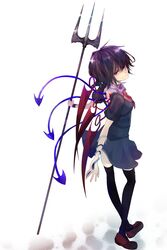  asymmetrical_wings bad_id bad_pixiv_id black_hair black_thighhighs colorized female highres houjuu_nue kagu_(a_hazy_moon) polearm red_eyes short_hair solo thighhighs touhou trident weapon wings yukama_(blackwaltz) zettai_ryouiki 