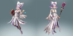  alternate_costume book bracelet bracelets cia_(the_legend_of_zelda) cia_(zelda_musou) full_body gradient gradient_background jewelry lana_(the_legend_of_zelda) lana_(zelda_musou) looking_at_viewer lots_of_jewelry multiple_girls official_art pink_eyes purple_eyes purple_hair solo staff the_legend_of_zelda white_hair zelda_musou 