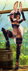  animal_humanoid armor black_clothing black_thong black_underwear clothed clothing conditional_dnp dark_body dark_skin digital_media_(artwork) female final_fantasy final_fantasy_xii fluff-kevlar fran_(final_fantasy) hair hi_res humanoid lagomorph lagomorph_humanoid long_hair mammal mammal_humanoid shaded solo square_enix text thong underwear url viera white_hair 