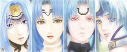  bad_id bad_pixiv_id blue_eyes blue_hair comparison evolution female fm77_(artist) kos-mos kos-mos_ver._3 kos-mos_ver._4 red_eyes xenosaga xenosaga_episode_i xenosaga_episode_ii xenosaga_episode_iii yellow_eyes 