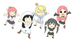  5girls :3 @_@ animated animated arin black_hair blonde_hair cecilia_(pangya) chibi dancing hair_bun hana_(pangya) kooh kotatsu_(kotatsu3) long_hair lowres lucia_(pangya) multiple_girls pangya pantyhose parody pink_hair ponytail single_hair_bun smile twintails 