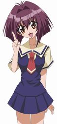  artist_request brown_eyes fangs female karin_(manga) maaka_karin purple_hair school_uniform solo vampire 