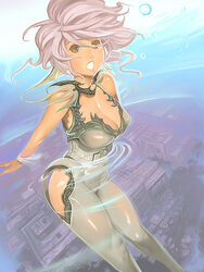  :o breasts cleavage copyright_request female kichin_yarou large_breasts no_lineart pink_hair solo underwater 