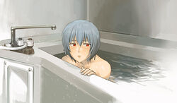  ayanami_rei bad_id bad_pixiv_id bath bathtub blue_hair completely_nude female ma_(numanuma) neon_genesis_evangelion nude red_eyes short_hair solo 