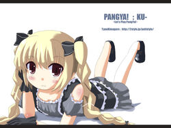  :3 blonde_hair blush braid commentary_request female gothic_lolita kooh letterboxed lolita_fashion md5_mismatch painttool_sai_(medium) pangya putiren ribbon solo twin_braids 