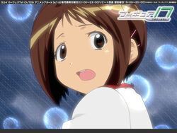  :o blush brown_eyes brown_hair female figure_17 from_behind looking_at_viewer looking_back outdoors rain shiina_tsubasa solo surprised water 