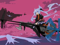  female flying long_hair mof mof&#039;s_silver_haired_twintailed_girl oekaki original silver_hair solo 