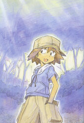  :3 artist_request female hat kurihara_nagisa scan shorts sketchbook_full_colors solo 