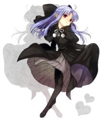  bad_id bad_pixiv_id black_dress blue_hair bow capelet commentary_request dress female fur-trimmed_capelet fur_trim hairbow half_updo kagetsu_tooya len_(tsukihime) pantyhose pointy_ears red_eyes solo toraman tsukihime 