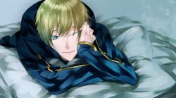  1boy arthur_pendragon_(fate) bad_id bad_pixiv_id blonde_hair blue_eyes casual fate/prototype fate_(series) male_focus one_eye_closed solo witchonly 