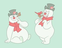  ambiguous_gender avian belly bird clothing duo elemental_creature elemental_humanoid feral frosty_the_snowman hat headgear headwear hi_res humanoid kyrakupetsky mineral_fauna mineral_humanoid scarf snow snow_creature snow_humanoid snowman solo 