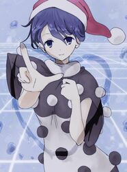  blue_eyes blue_hair doremy_sweet dress female hat heart highres looking_at_viewer nightcap oshouyu_tabetai short_hair short_sleeves smile solo sparkle touhou upper_body 