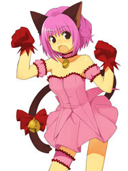  animal_ears bell bow bridal_garter cat_ears cat_tail choker detached_sleeves female gloves jingle_bell kizaki_(volvox) magical_girl mew_ichigo momomiya_ichigo oerba_yun_fang open_mouth paw_pose pink_choker pink_hair puffy_detached_sleeves puffy_sleeves red_gloves solo tail tail_bell tail_bow tail_ornament tokyo_mew_mew 