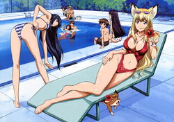  3boys 5girls :o age_difference animal_ears arm_support ass back barefoot bent_over bikini blonde_hair blue_bikini blue_hair blush breasts brothers brown_hair casual_one-piece_swimsuit chain-link_fence chair cleavage cocktail collarbone copyright_name crazy_straw cross cup curvy daigourou day detexted drain_(object) drink drinking drinking_glass drinking_straw eating ebisu_(wagaya) everyone eyewear_on_head fat_mons feet fence finger_to_mouth first_aid_kit flower food fox fox_ears front-tie_bikini_top front-tie_top groin hair_flower hair_ornament hand_on_own_hip hand_on_own_thigh hands_up hat heart hibiscus highleg highleg_bikini highleg_swimsuit highres hip_focus holding kneepits knees_up kou_(wagaya) lace lace-trimmed_bikini lace_trim ladder large_breasts legs legs_apart long_hair looking_at_viewer looking_back lounge_chair lying male_swimwear miyabe_momiji mubyou multiple_boys multiple_girls narrow_waist navel nitta_yasunari official_art on_side one-piece_swimsuit outdoors parted_lips partially_submerged pink_one-piece_swimsuit polka_dot polka_dot_bikini polka_dot_swimsuit pool pool_ladder poolside popsicle purple_hair red_bikini red_cross sakura_misaki satou_taka scan scared shiny_skin short_hair siblings side-tie_bikini_bottom sidelocks sitting small_breasts soaking_feet splashing straw_hat stretching striped_bikini striped_clothes sunglasses swim_trunks swimming swimsuit takagami_noboru takagami_tooru tan tenko_kuugen third-party_edit topless_male tropical_drink underboob very_long_hair wagaya_no_oinari-sama water white_bikini 