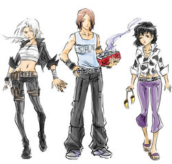  1boy 2girls azusa_(hws) bianchi cigarette genderswap_(ftm) genderswap_(mtf) gokudera_hayato katekyo_hitman_reborn! lambo multiple_girls photoshop_(medium) rule_63 smoking 