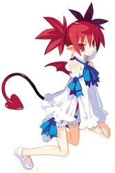  bloomers cosplay demon_girl demon_wings detached_sleeves disgaea etna_(disgaea) female flonne flonne_(cosplay) harada_takehito official_art pointy_ears red_eyes red_hair red_tail solo tail underwear white_bloomers wings 