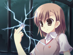  coin electricity electrokinesis female misaka_mikoto moriguchi_yuu school_uniform solo summer_uniform toaru_majutsu_no_index tokiwadai_school_uniform 