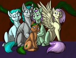  blue_body blue_eyes blue_fur brown_body brown_fur cutie_mark dandelion_dreams equid equine female feral fetlocks forest_breeze_(goldfur) foxenawolf fur goldfur&#039;s_cogsverse green_body green_fur green_hair group hair hasbro hooves horn lavender_dreams male mammal my_little_pony mythological_creature mythological_equine mythology pegasus pink_hair sky_fern_(goldfur) spread_wings tail unicorn unicorn_horn whirring_cogs wings yellow_body yellow_fur young 