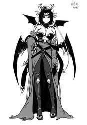  bandai_namco breasts clothed clothing demon digimon digimon_(species) feet female furgonomics furry-specific_piercing hair horn humanoid humanoid_pointy_ears lilithmon mogijabgo monochrome not_furry piercing solo standing toes wing_piercing wings 