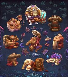  2019 anthro bear brown_body brown_fur clothed clothing crushfang_(sdorica_sunset) dagger_(sdorica_sunset) female fur furygrowl golemwalt group hi_res in_a_gamepxv male mammal overweight overweight_male polar_bear razorclaw_(sdorica_sunset) scar sdorica sitting ursine white_body white_fur 