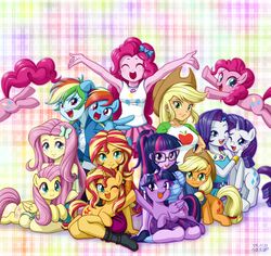  2019 5_fingers absurd_res accessory alicorn applejack_(eg) applejack_(mlp) blonde_hair blue_eyes closed_eyes clothed clothing cutie_mark digital_media_(artwork) earth_pony equestria_girls equid equine eyelashes eyewear feathered_wings feathers female feral fingers fluttershy_(eg) fluttershy_(mlp) freckles friendship_is_magic glasses green_eyes group hair hair_accessory hairclip hasbro hi_res horn horse human mammal mane_six_(mlp) multicolored_hair multicolored_tail my_little_pony mythological_creature mythological_equine mythology one_eye_closed open_mouth open_smile pegasus pink_hair pinkie_pie_(eg) pinkie_pie_(mlp) pony purple_eyes purple_hair rainbow_dash_(eg) rainbow_dash_(mlp) rainbow_hair rarity_(eg) rarity_(mlp) smile square_crossover sunset_shimmer_(eg) tail teal_eyes twilight_sparkle_(eg) twilight_sparkle_(mlp) unicorn uotapo wings wink 