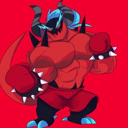  1:1 abs absurd_res biceps boxer_briefs boxing boxing_gloves clothing handwear hi_res humanoid male muscular muscular_humanoid muscular_male pecs red_body sega shade_en solo sonic_the_hedgehog_(series) sport the_deadly_six underwear zavok zeti 