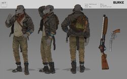  2021 anthro black_nose canid canine canis clothed clothing digital_media_(artwork) domestic_dog fallout fur grey_body grey_fur gun handgun hitmore hunting_dog irish_wolfhound jeffrey_burke male mammal microsoft old pump_action pump_action_shotgun ranged_weapon revolver sighthound solo weapon 