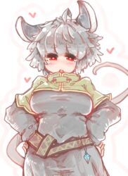  absurd_res animal_humanoid belt big_breasts blush breasts capelet clothed clothing dress female grey_hair hair hands_on_hips heart_symbol hi_res humanoid mammal mammal_humanoid mouse_humanoid murid murid_humanoid murine murine_humanoid nazrin open_mouth red_eyes rodent rodent_humanoid sabitare short_hair solo teeth touhou 