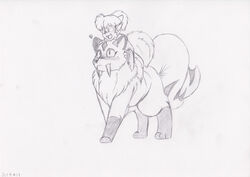  2016 2_tails absurd_res all_fours anthro asian_mythology blush canid canine duo east_asian_mythology fangs felid female feral fox hair heart_symbol hi_res inuyasha japanese_mythology kirara_(inuyasha) kitsune_youkai male male/female mammal markings monochrome multi_tail mythology nekomata riding sabertooth_(anatomy) shippou_(inuyasha) tail teeth yokai 